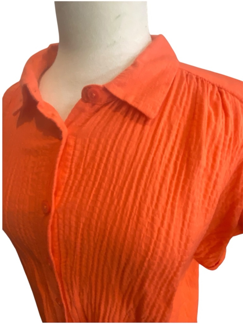 Reformation Coral Gauze Button Down Shirt Relaxed Fit Size 8 Summer Linen Style - Picture 9 of 10